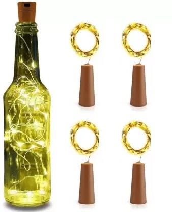 Sayeny Bottle Cork Lights for Diwali Décor (Pack of 4) 20 LED String Light, Decorative Fairy Lights, Mini Lights for Bedroom Decor, Diwali Party, Wedding Decoration, Table Decor