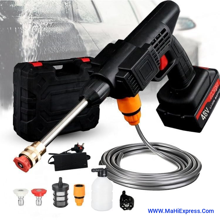 Car Washer High Pressure Gun Cordless Portable Wireless Pressure Washer Gun 48V 12000mah High Pressure Water Gun for Car Wash Bike Washing Cleaning| Adjustable Nozzle and 5M Hose Pipe