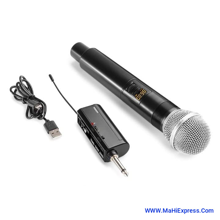 Sayeny UHF Wireless Microphone Handheld Microphone Wireless with Rechargeable Receiver Rechargeable Mic System for House Parties, Outdoor Party, Singing, Classroom (Single Cordless)