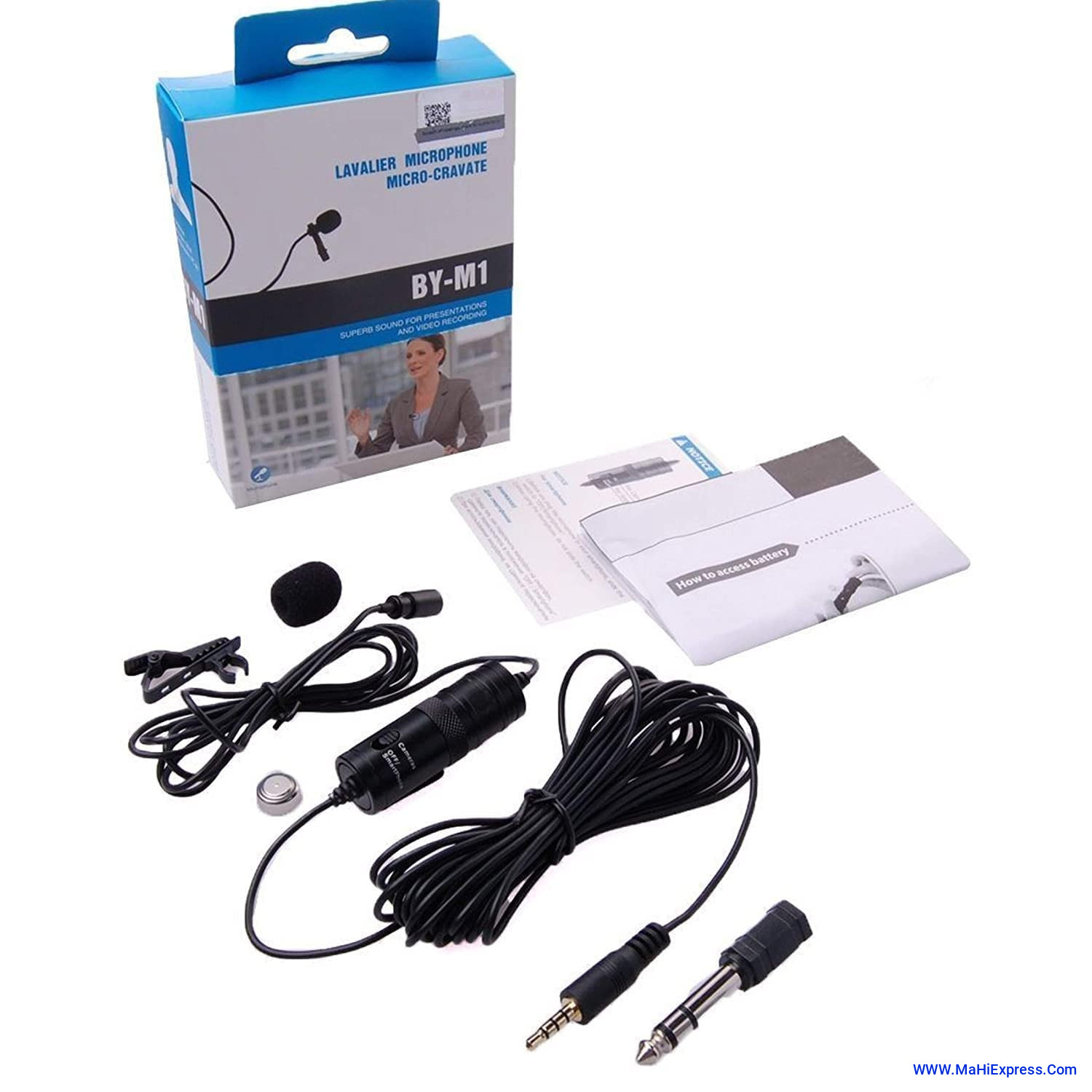 Sayeny Boya ByM1 Auxiliary Omnidirectional Lavalier Condenser Microphone With 20ft Audio Cable (White) For Vlog, Video, Youtube For Smartphones, Mac, PC, tablet, Camera (By-M1Black)