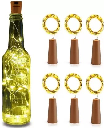 Sayeny Bottle Cork Lights for Diwali Décor (Pack of 6) 20 LED 2.3 MTR String Light, Decorative Fairy Lights, Mini Lights for Bedroom Decor, Diwali Party, Wedding Decoration, Table Decor