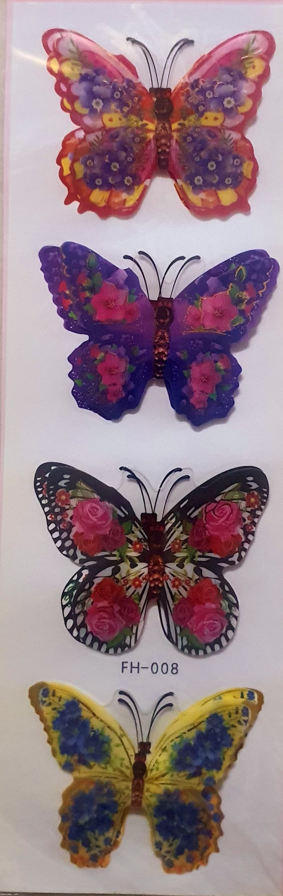Ocean Garniture 34 cm 3D Embossed Butterfly Decoration Wallpaper Self Adhesive Sticker  (Pack of 4)