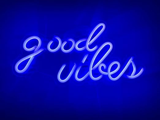 Sayeny Good Vibes LED Neon Signs Light LED Art Decorative Sign - Wall Decor/Table Decor, Home Decor for Wedding Party Kids Room Living Room House Bar Pub Hotel Beach (Blue)