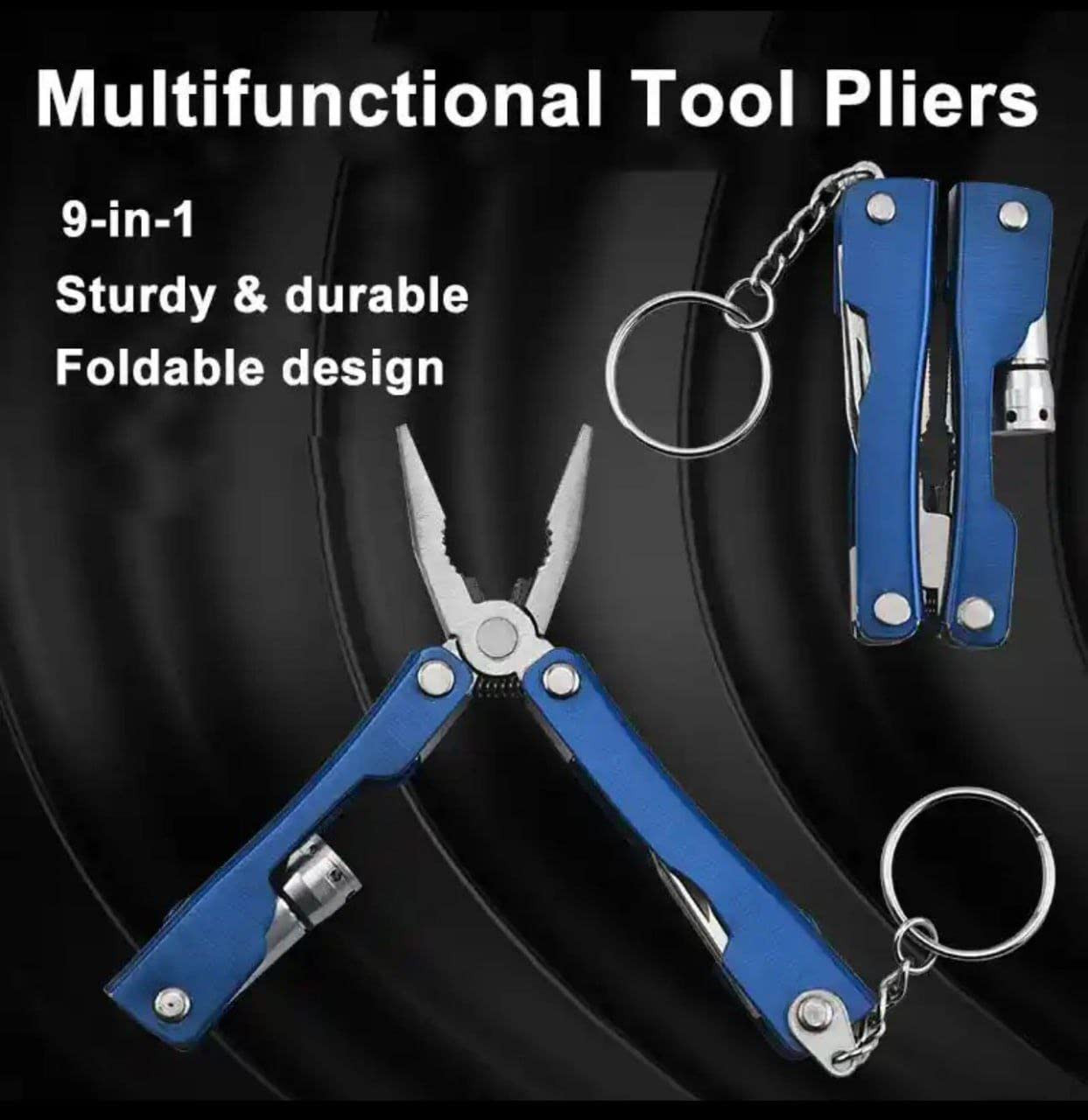 Sayeny 9 in 1 MultiFunctional Hand Piler Tool Keychain,Traveling Tool Micro Pliers Multi function Multi Utility Plier with Built in LED Flash Light