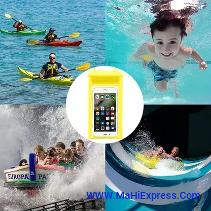 Sayeny Pouch for waterproof pouch cover bag combo, Cell Phone case All Mobile Phones, Swimming Underwater  (Yellow, Waterproof, Silicon, Pack of: 1)