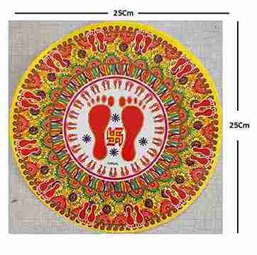 Rangoli Self Adhesive Waterproof Diwali 3D Golden Floor/ Legs & Swastik Stickers (Multicolor) for Occasions, Diwali, Poonam,in (25x25 cm) Size. Pack Of 2pcs