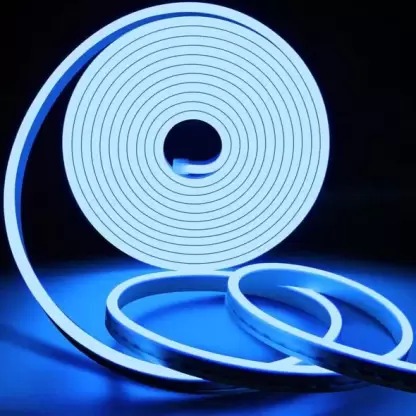 Sayeny 16.4Feet Long with 12V Adaptor LED Neon Strip Rope Lights,Flat Silicone Neon Rope Light Flexible Cuttable String, IP65 Waterproof Neon LED Strips
