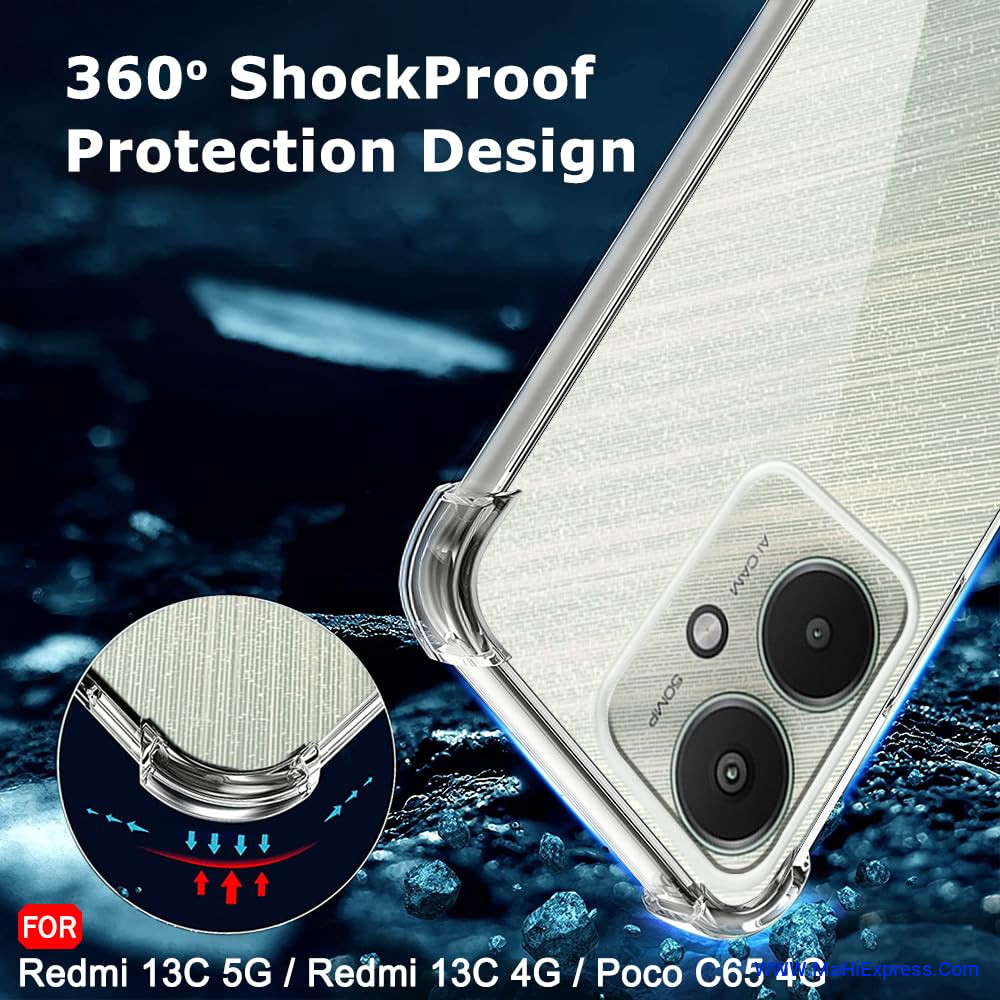 Back Cover for Redmi 13C 5G/ Poco M6 5G  (Transparent, Grip Case, Pack of: 1)