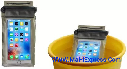 Pouch for Infinix S6 Waterproof Sealed Rain Protection Pouch Cover for 7 inches Mobile Phone (Black, Flexible, Silicon, Pack of: 1)