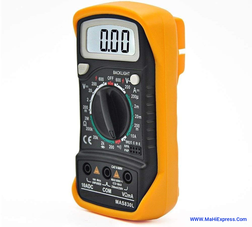 Digital Multimeter V MAS 830 LB, 3½ Digits (2000 Counts), 600 V AC/DC, with Backlight