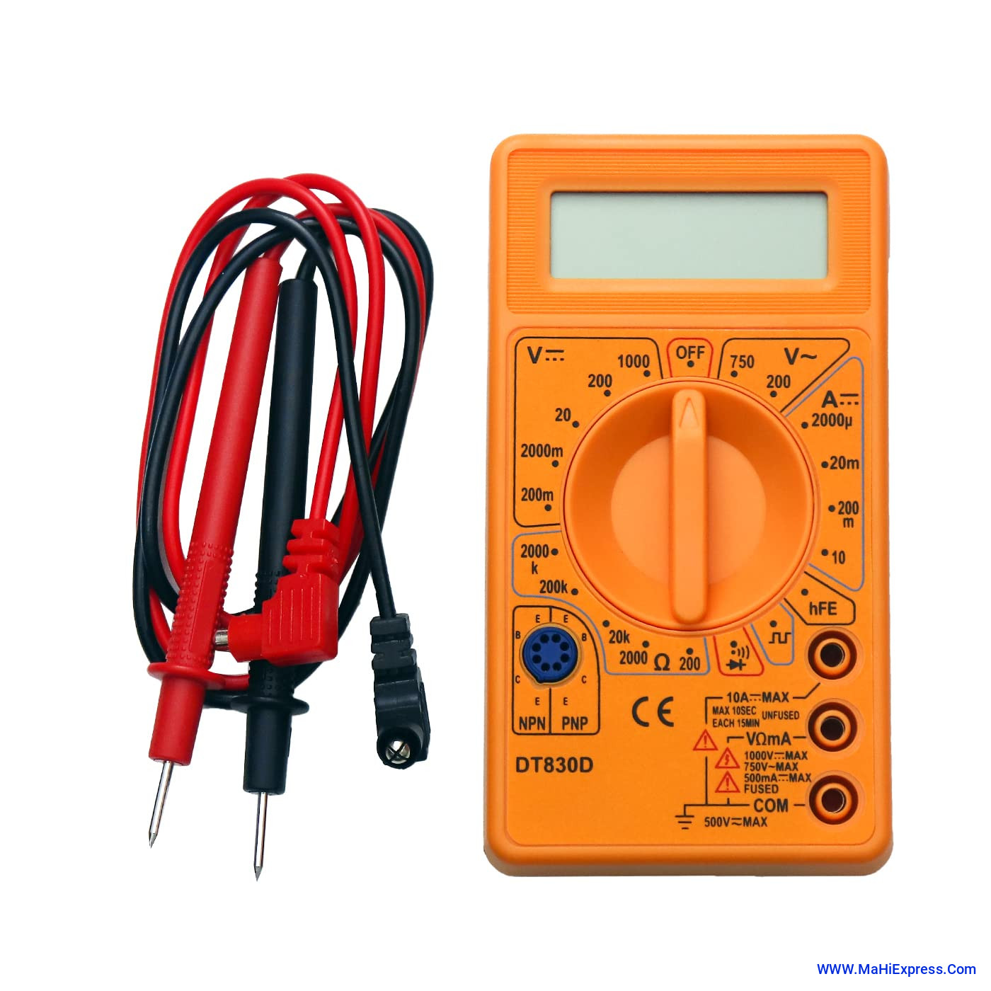 Electronic Spices Small Digital Multimeter, Multipurpose Electric meter Yellow/Red