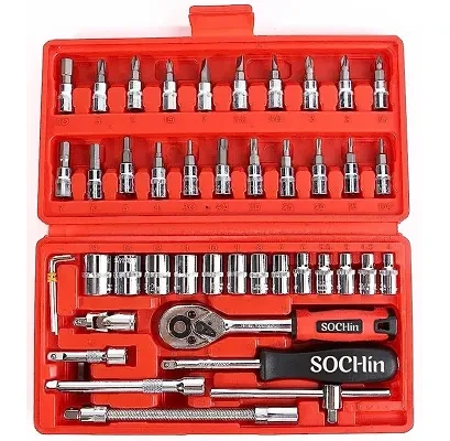 Sayeny 46Pcs 1/10.2cm Socket Wrench Set Metric Tool Kit with Wrench Handle,Extension Bars,Sockets, Bits,Quick Release Reversible Ratchet,Socket Wrench Set for Male and Female