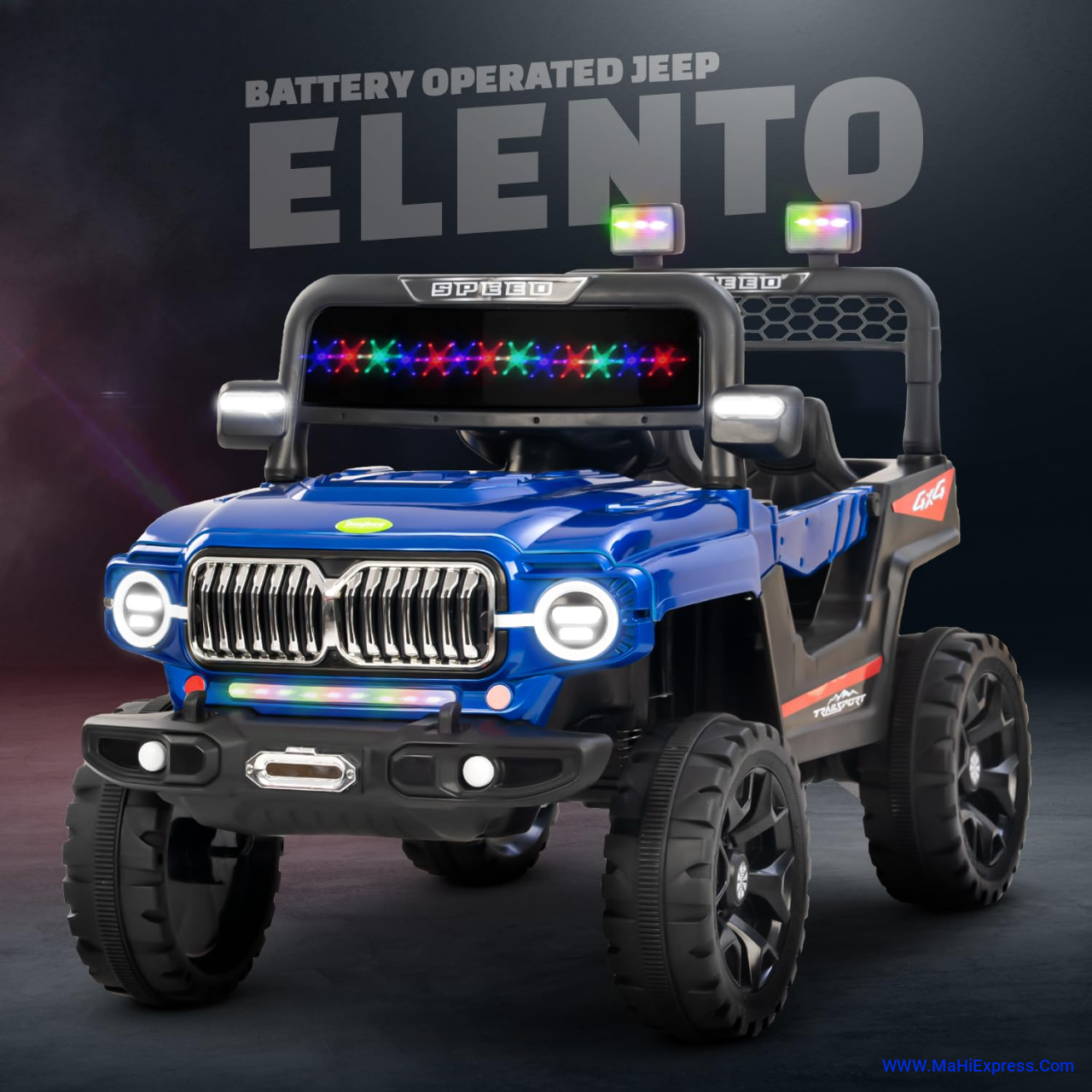 Sayeny Elento Battery Operated Ride on Electric Jeep Car for Kids | Ride on Baby Car with Music & USB, Kids Baby Big Car | Battery Operated Jeep Car for Kids to Drive 2 to 6 Years (Painted Blue)