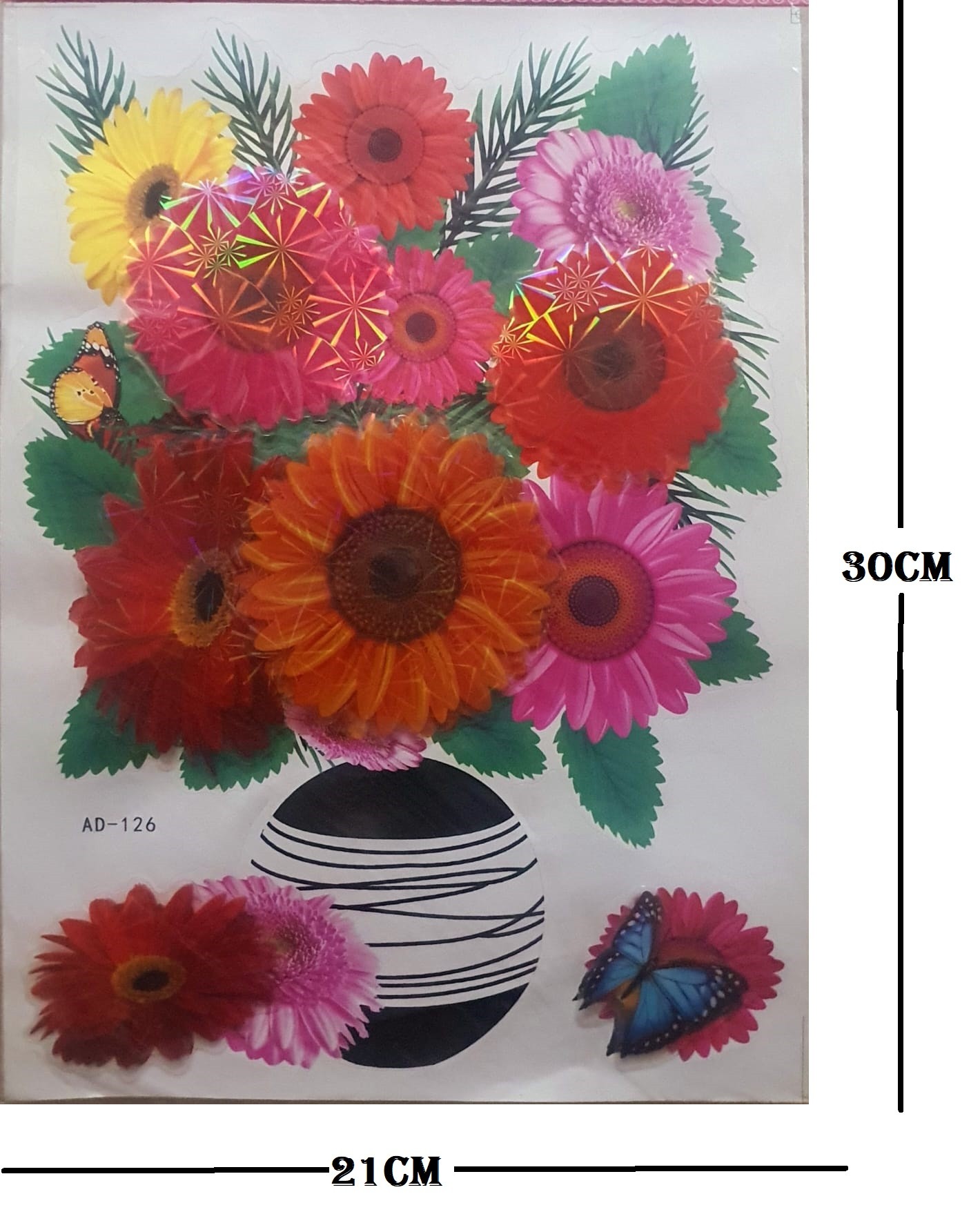 Ocean Garniture 30 cm 3D Embossed Multicolor Flowers Decoration Wallpaper Self Adhesive Sticker  (Pack of 1)