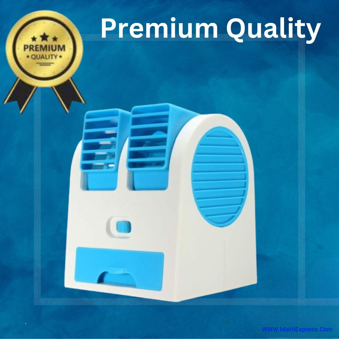 Sayeny Mini Fan & Portable Dual Bladeless Small Air Conditioner Water Air Cooler Powered by USB & Battery Use of Car/Home/Office