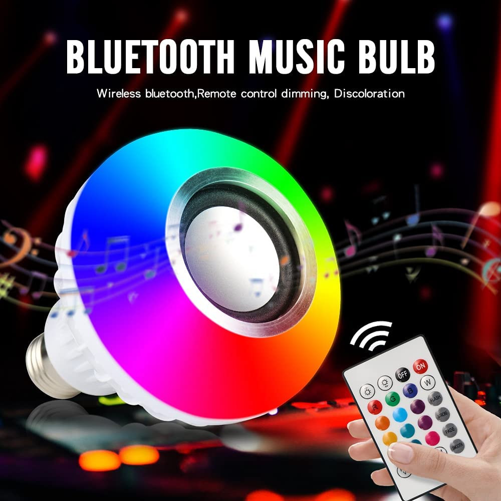 Sayeny Music Bulb12 Watts Led Multicolor Light Bulb With Bluetooth Speaker And Remort Control, E27