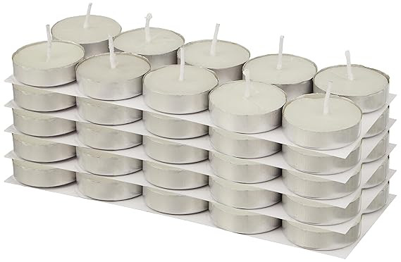 Sayeny Candles Paraffin Wax Candles Tea Light, 3 hr Burn time, No Residue Diwali Decoration,Smokeless, (White 50 PC Unscented)