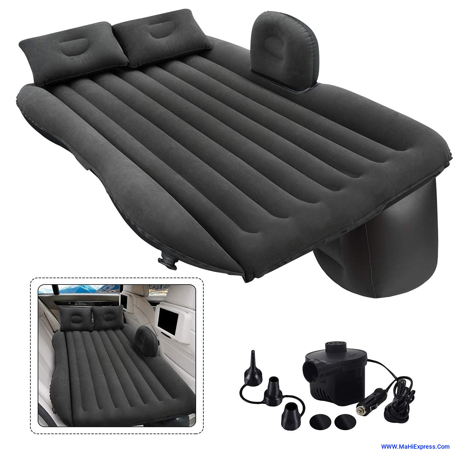Multifunctional Inflatable Car Bed Car Back Seat Sleeping Bed Car Mattress for Travel Bed for Car for Adults with Two Air Pillows Car Air Pump and Repair Kit