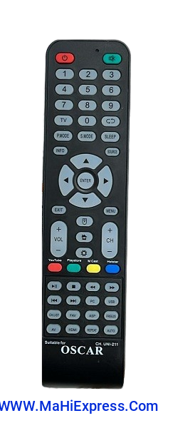Sayeny Smart Oscar Led TV Remote CH UNI-211 LED LCD Smart TV Remote Control Compatible for Oscar Tv Remote (Black) (Your Old Remote Must be Exactly Same)