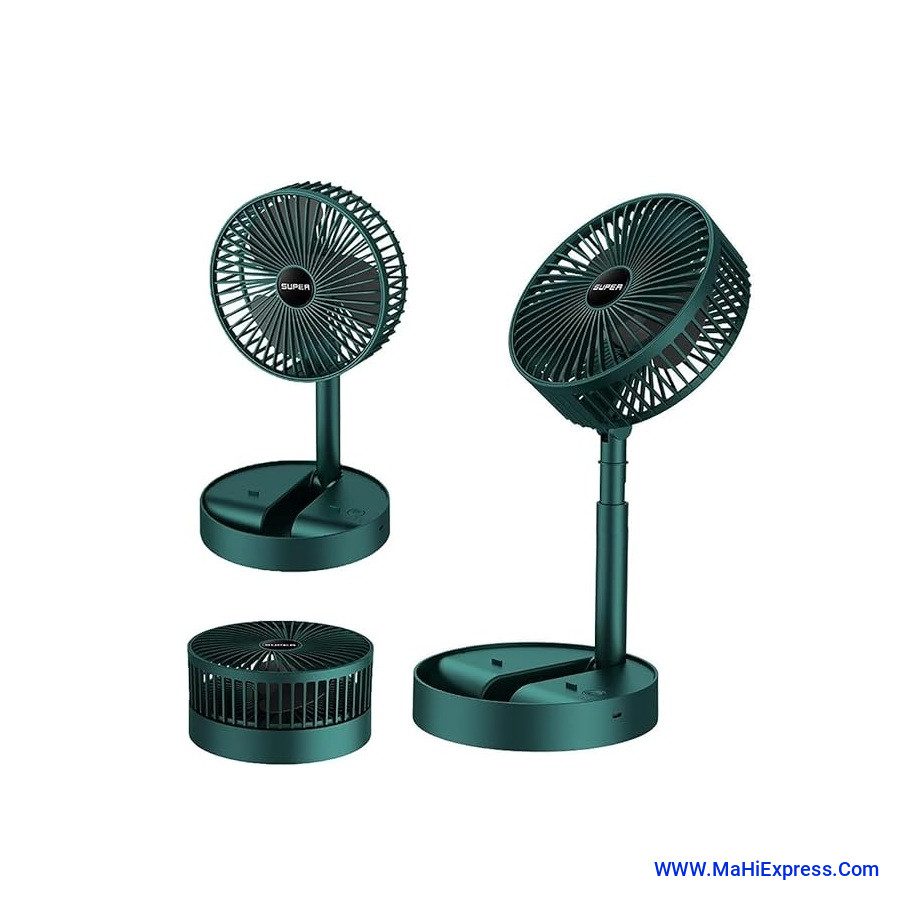 Sayeny Portable Mini Folding Fan - USB Rechargeable Standing Desk Fan - 3 Speeds - 3000mAh Battery Operated Fan for Home, Camping, Outdoor and Office, 6.5-Inch