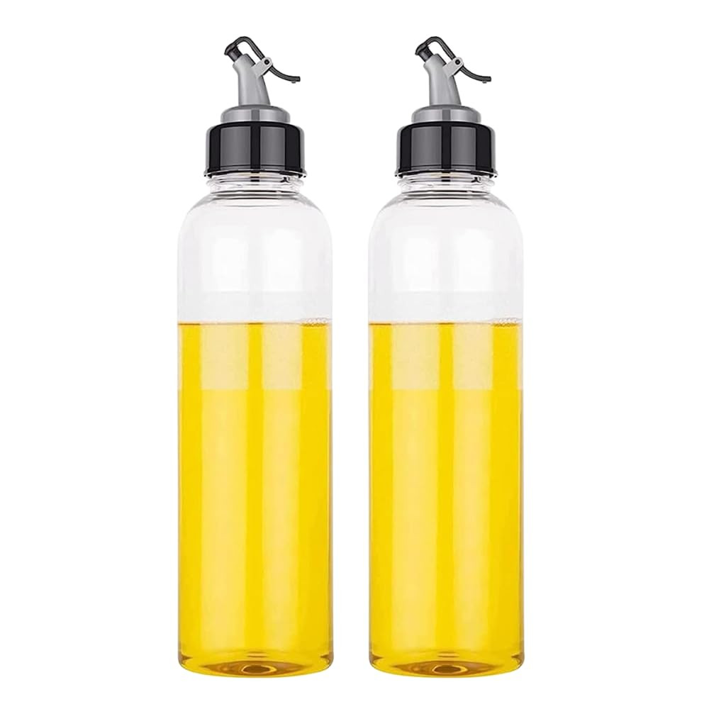 1000Ml Oil Dispenser For Cooking, Vinegar Bottle, Oil Pourer, Unbreakable Plastic Bottle (pack of 2 ) Transparent