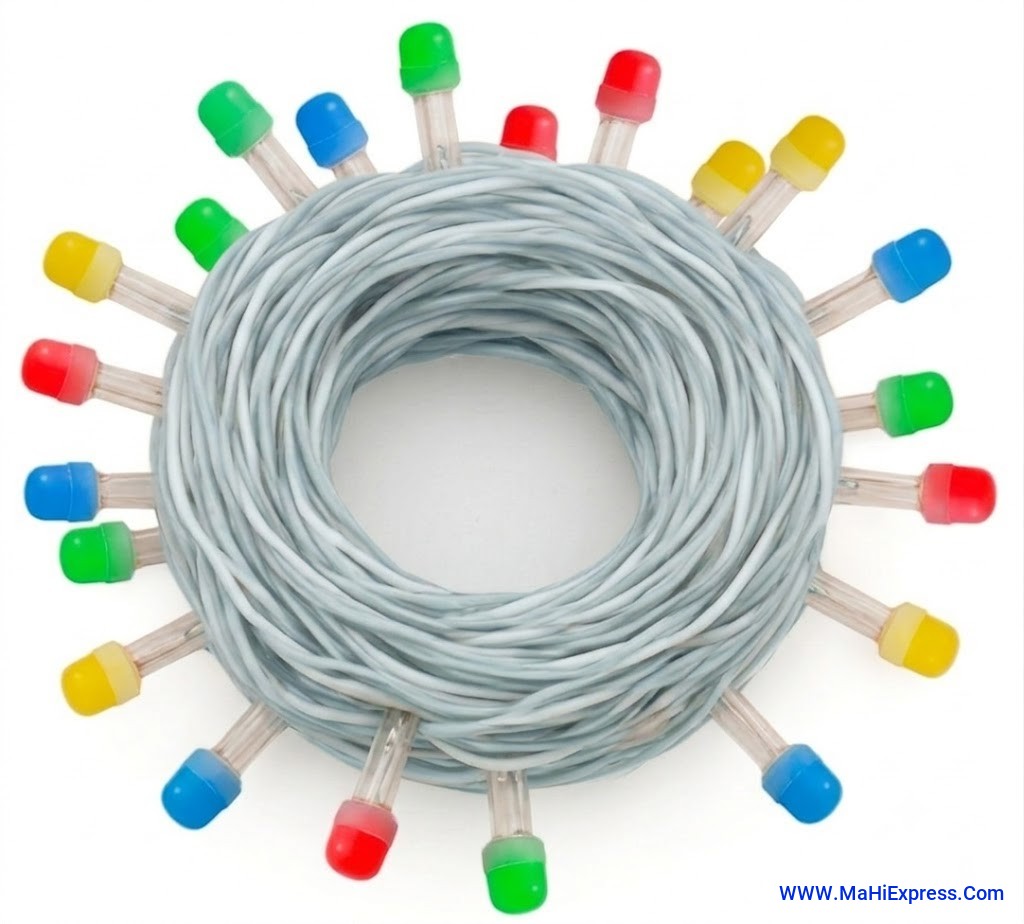 Sayeny 11 Meter 34 LED Multicolour String Steady Lights | 8mm Decorative Glow Light String for Home, Diwali & Festive Decoration