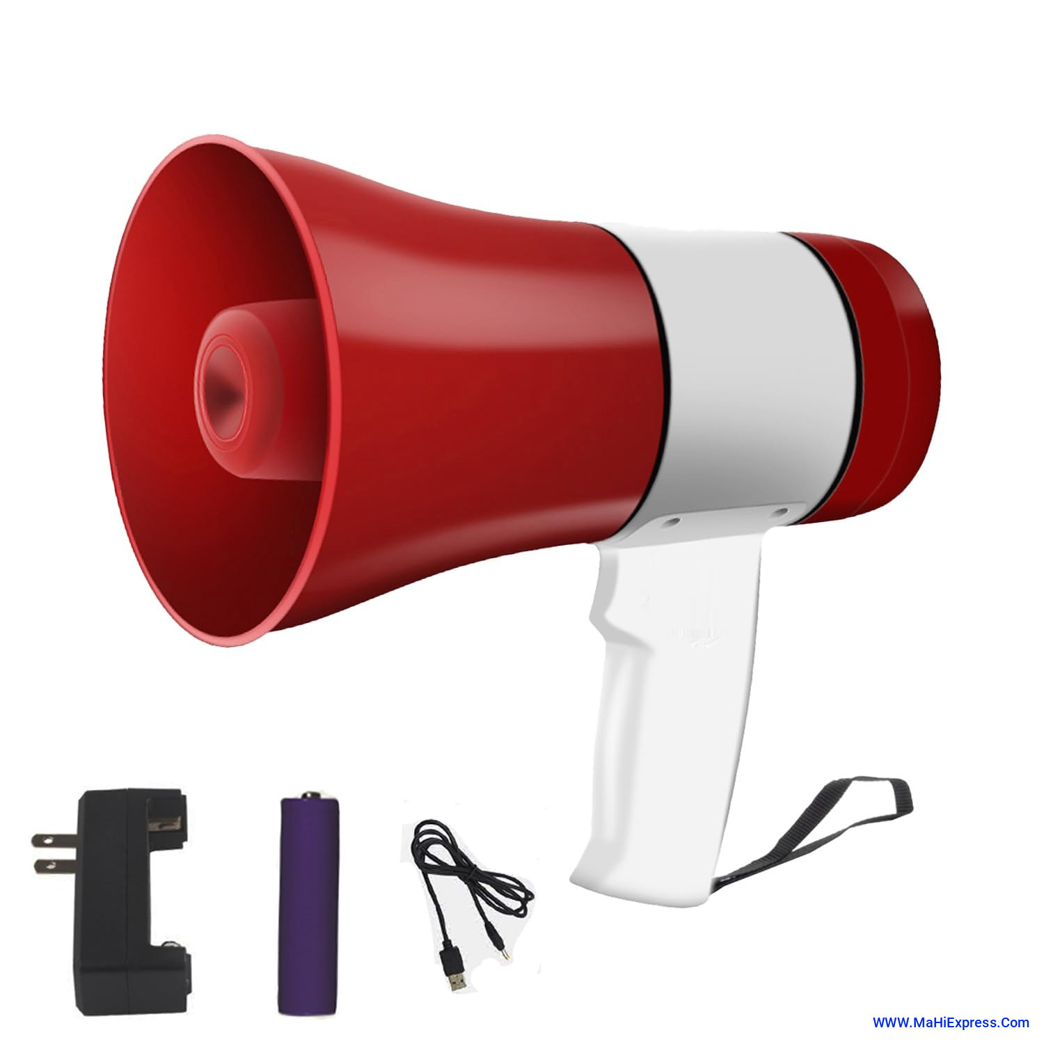 Megaphone Speaker 30-W Portable Horn Recorder Player Bluetooth PA System ABS Plastic - 1 Pc