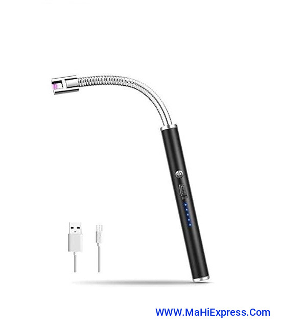 Sayeny Electric Lighter, Candle Lighter Electric USB Rechargeable Lighter with Battery Display, Longer Flexible Neck Windproof Plasma Arc Long Lighters for Candles Fireworks - Plastic