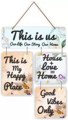 Ocean Garnature Good Vibes Only Decorative Wooden Wall Hanger for Home Decor Accessory  (21 inch X 12 inch, Beige)