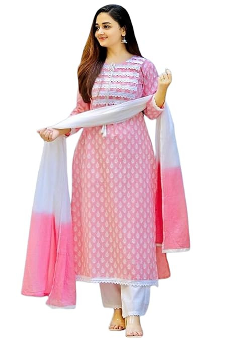 Rayon Kurta Set for Women and Girls, Kurta with Pant and Dupatta