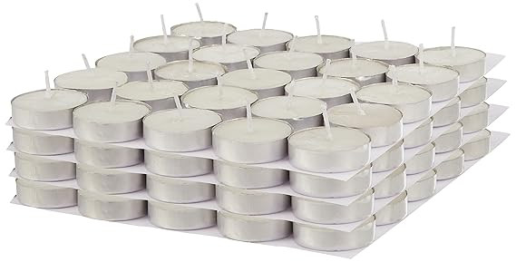 Sayeny Candles Paraffin Wax Candles Tea Light, 3 hr Burn time, No Residue Diwali Decoration,Smokeless, (White 100 PC Unscented)