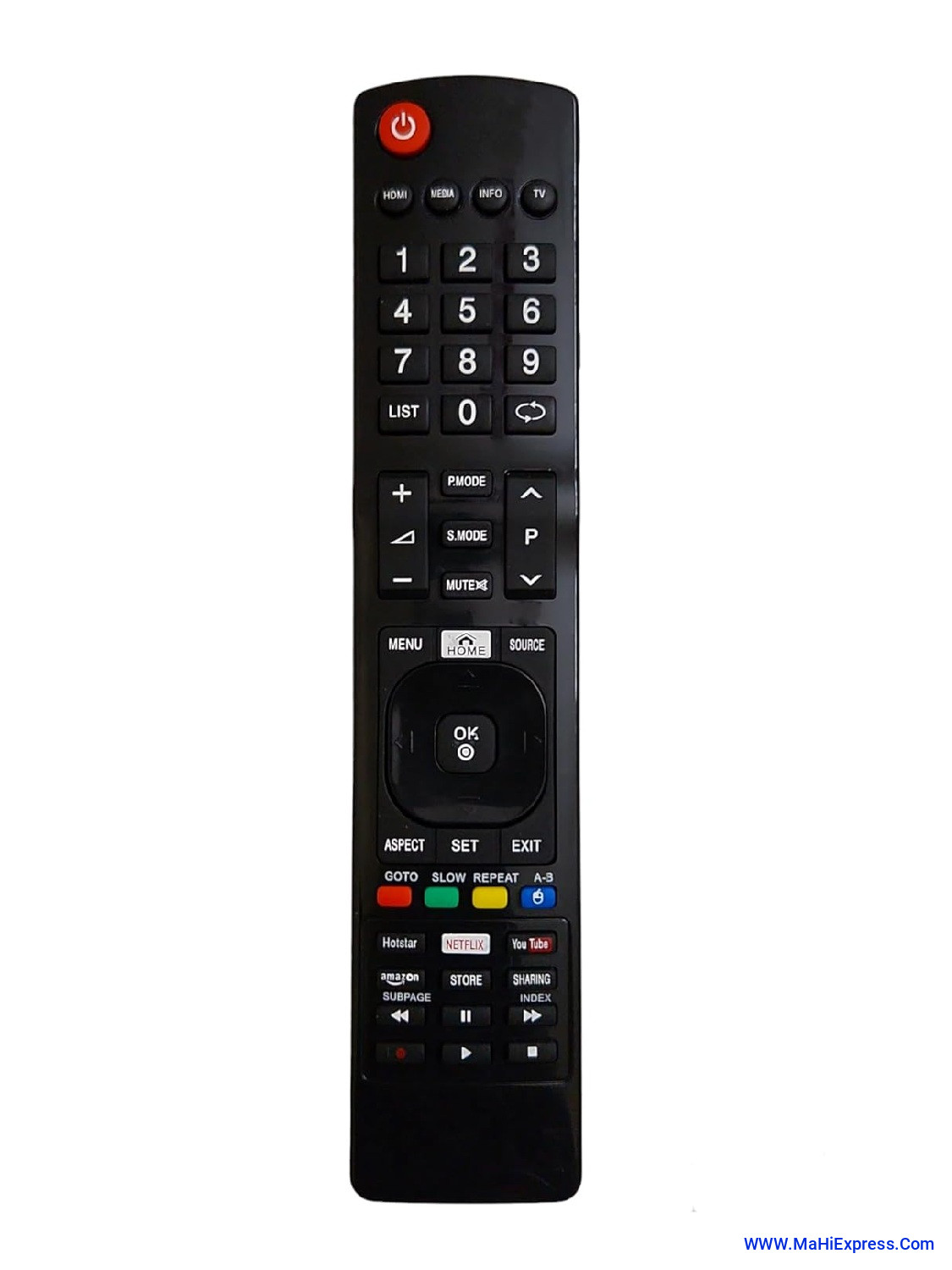 Sayeny Smart PHX Led TV Remote CH UNI-223 Compatible for Mr Plus Chinese Assembled Mr Plus LED LCD TV with Hotstar,Netflix,Amazon and YouTube Functions (Black) (Your Old Remote Must be Exactly Same)