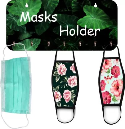 Kana Creation Mask holder Home Wooden Key Holder Wood Key Holder  (7 Hooks, Multicolor)