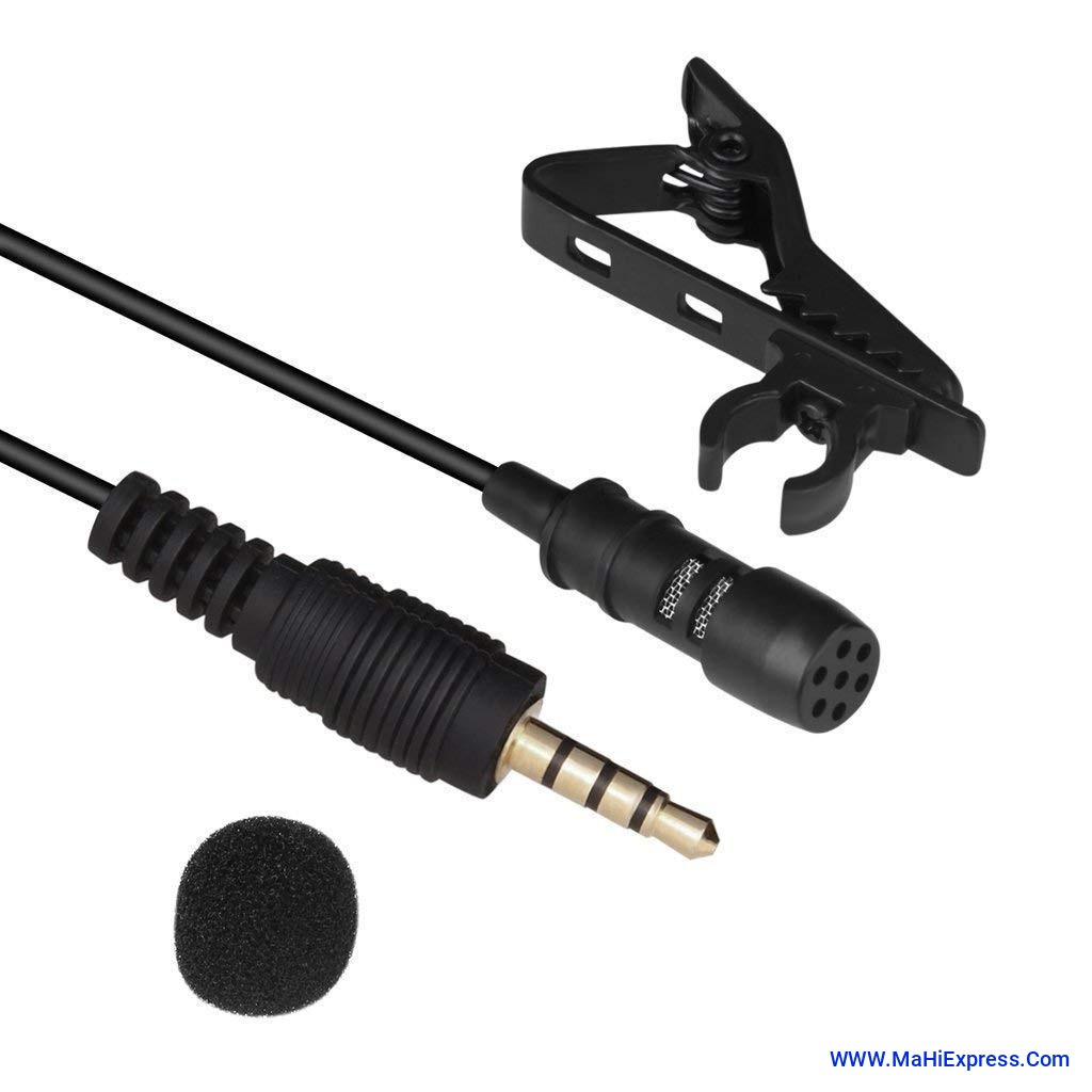 Sayeny Dynamic Lapel Collar Mic Voice Recording Filter Microphone for Singing Youtube SmartPhones, Black Microphone (1.5 Meter)