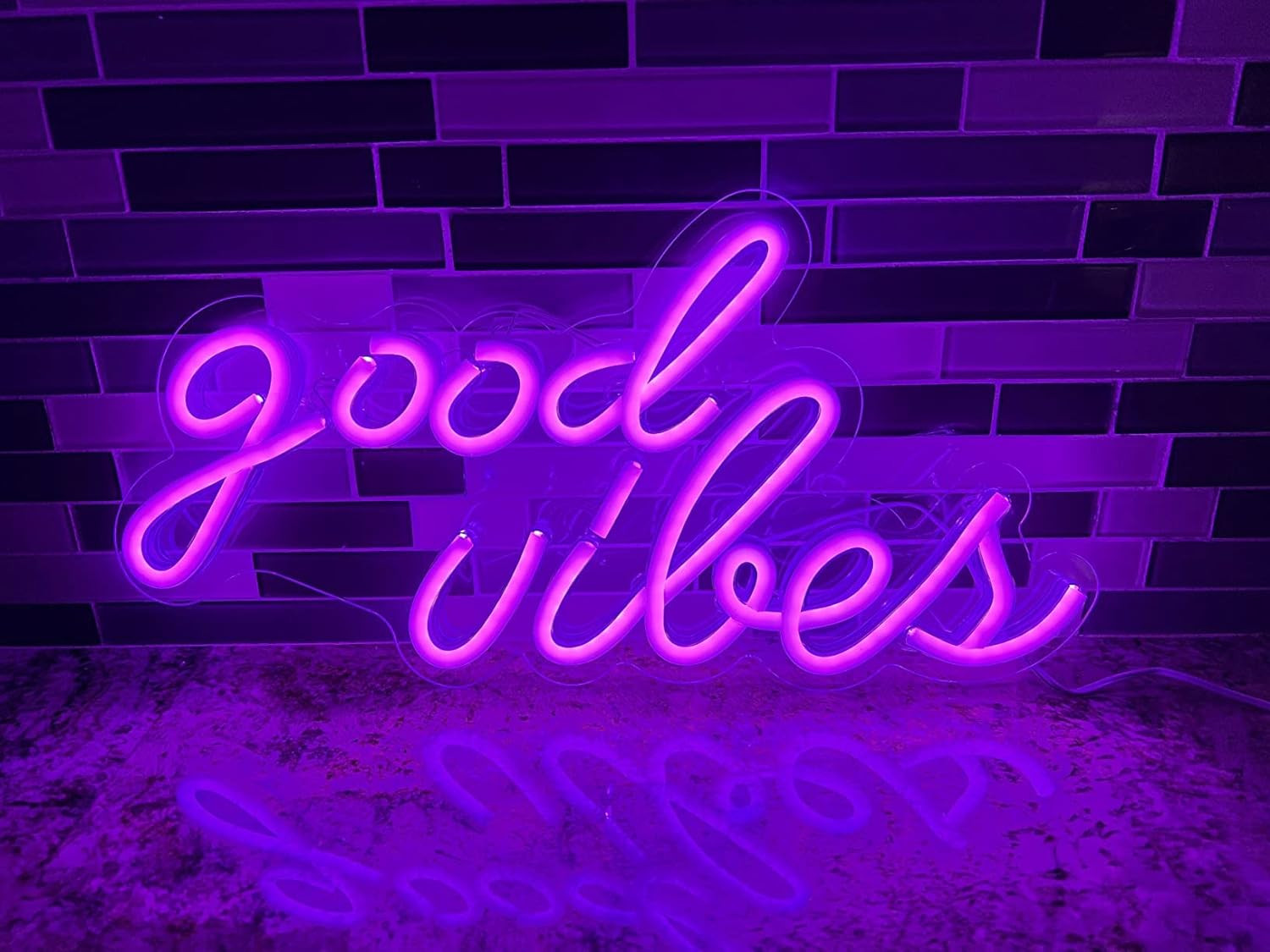 Sayeny Good Vibes LED Neon Signs Light LED Art Decorative Sign - Wall Decor/Table Decor, Home Decor for Wedding Party Kids Room Living Room House Bar Pub Hotel Beach (Purple)