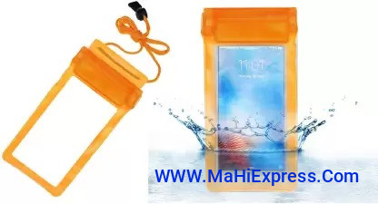 Pouch for Infinix S6 Waterproof Sealed Rain Protection Pouch Cover for 7 inches Mobile Phone (Orange, Flexible, Silicon, Pack of: 1)