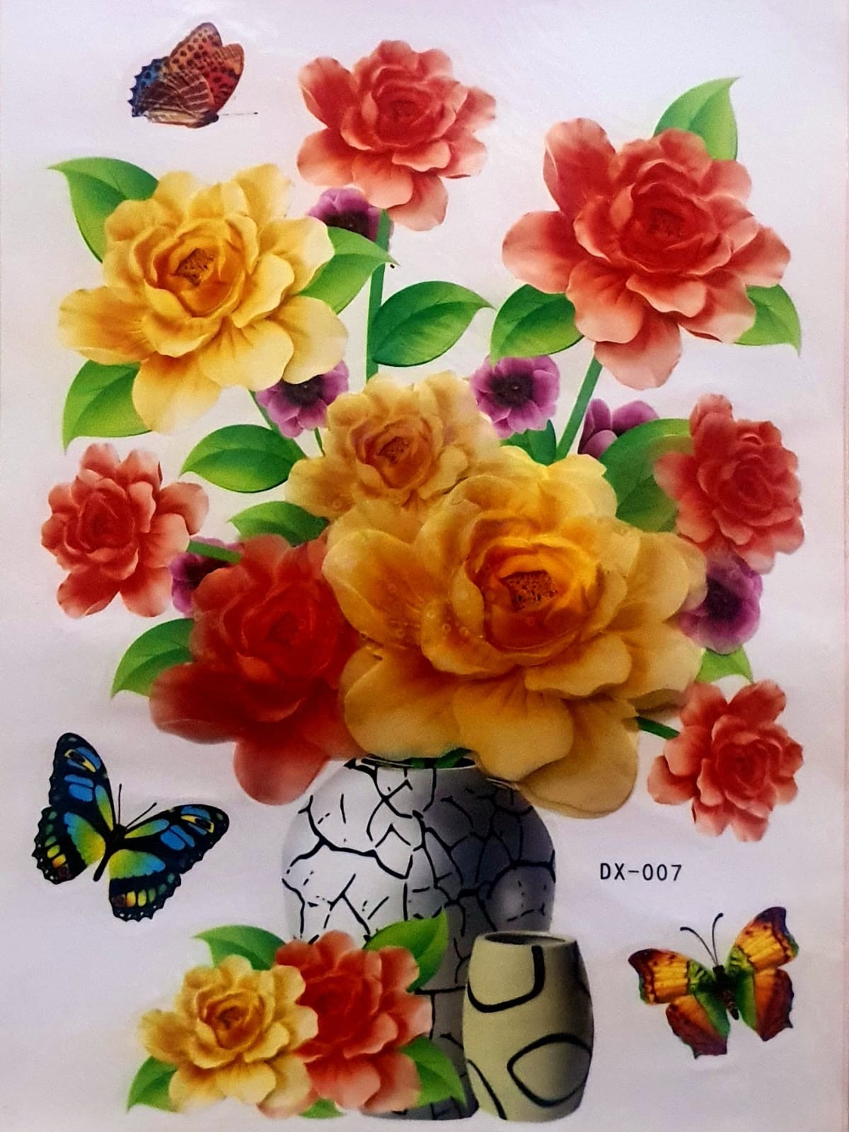 Ocean Garniture 25 cm 3D Embossed Multicolor Flowers Wallpaper Self Adhesive Sticker  (Pack of 1)