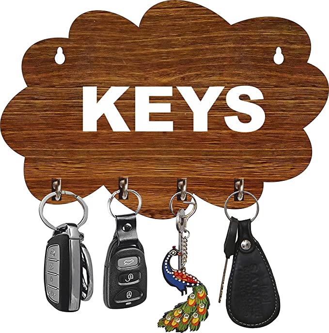 Kana Creation Home wall Beautiful stylish Wooden Key Holder Wood Key Holder  (4 Hooks