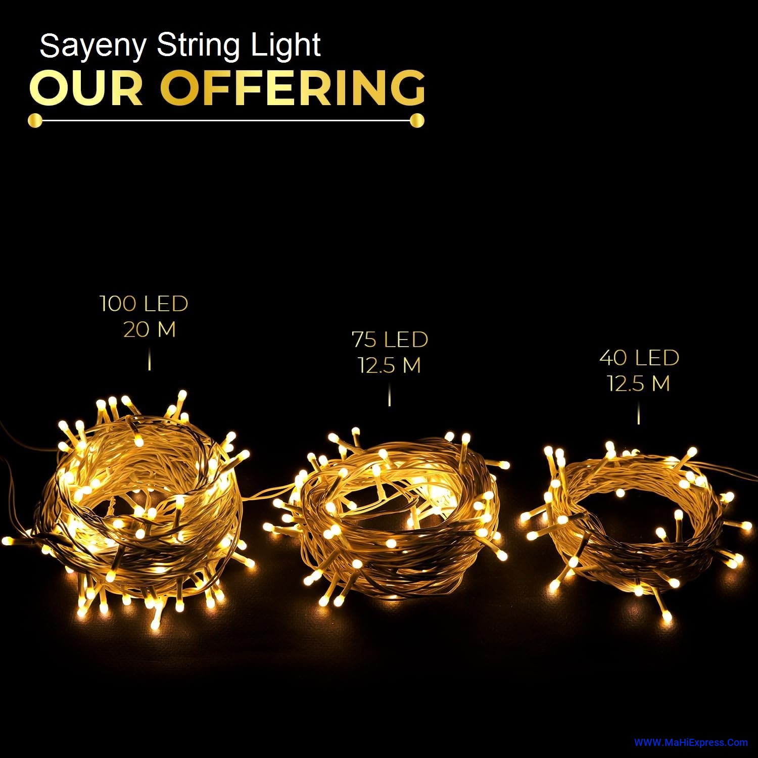 Sayeny Galaxy Pixel Light | Festive Ladi Lights | 13 Meter | 40 LEDs | Orange | Pack of 1 | Direct 2-pin Plug | BIS Safe Wire | for Home Decoration, Diwali, Festival, Birthday, Marriage