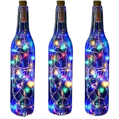 Sayeny 20 LED Multi Color Wine Bottle Cork Lights Copper Wire String Lights, 2M Battery Operated Wine Bottle Fairy Lights (RGB, 6 Units)