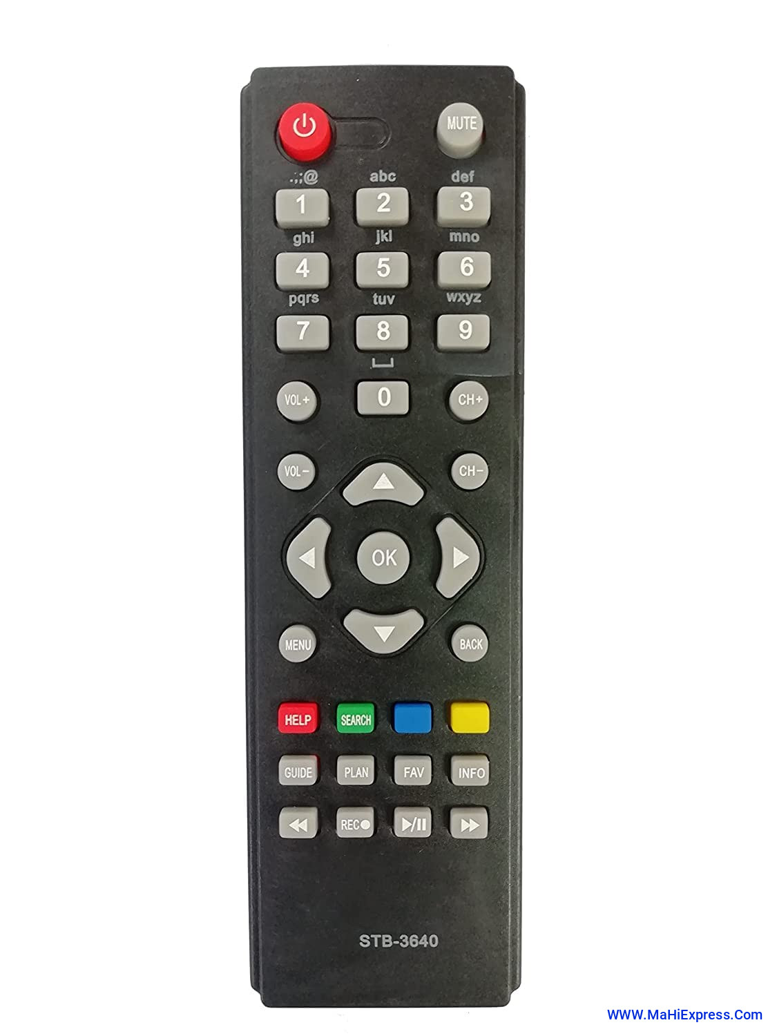 RR Remote MPEG-4 STB-3640 Set Top Box Remote Control Compatible for Hathway -F- Pure Plastic ABS Body- Silicon Rubber Pad- Carbon Printed Circuit Board- High Range LED Sensor- Easy to Operate