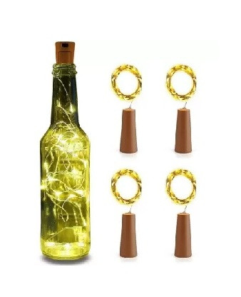 Sayeny Bottle Cork Lights for Diwali Décor (Pack of 4) 20 LED String Light, Decorative Fairy Lights, Mini Lights for Bedroom Decor, Diwali Party, Wedding Decoration, Table Decor