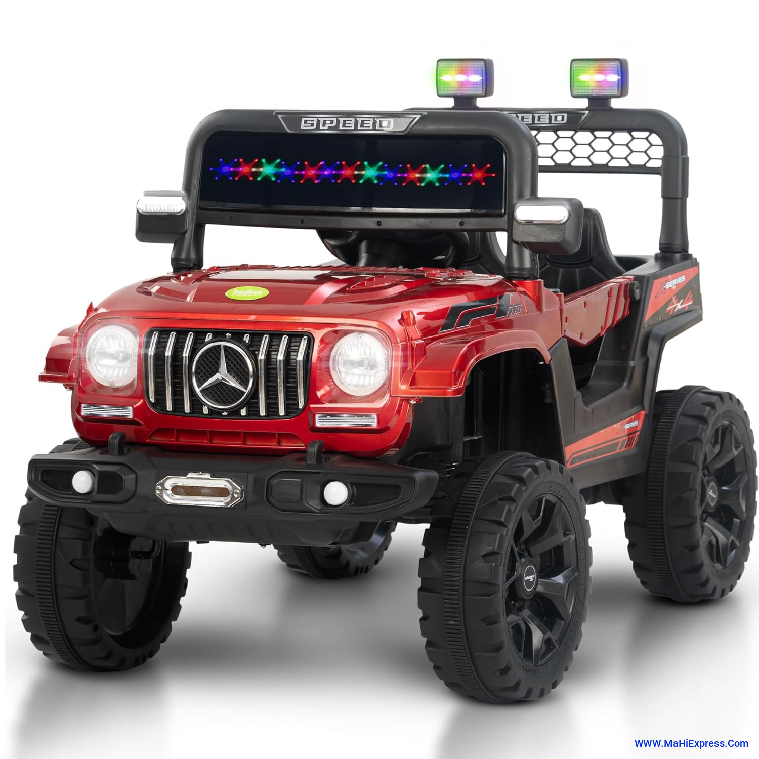 Sayeny Maestro Battery Operated Ride on Electric Jeep Car for Kids | Ride on Baby Car with Music & USB, Kids Baby Big Car | Battery Operated Jeep Car for Kids to Drive 2 to 6 Years (Painted Red)