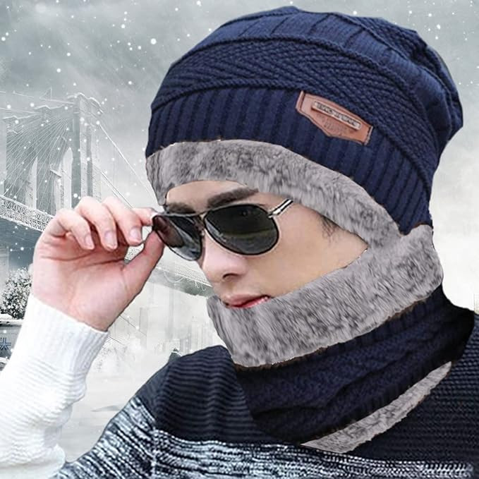 Sagar Apparel Women & Men Hat & Scarf, Velvet Neck Scarf Beanie Hat Skiing Hat Hiking Sports for Autumn Winter, Free Size (Muffler Or Topi)