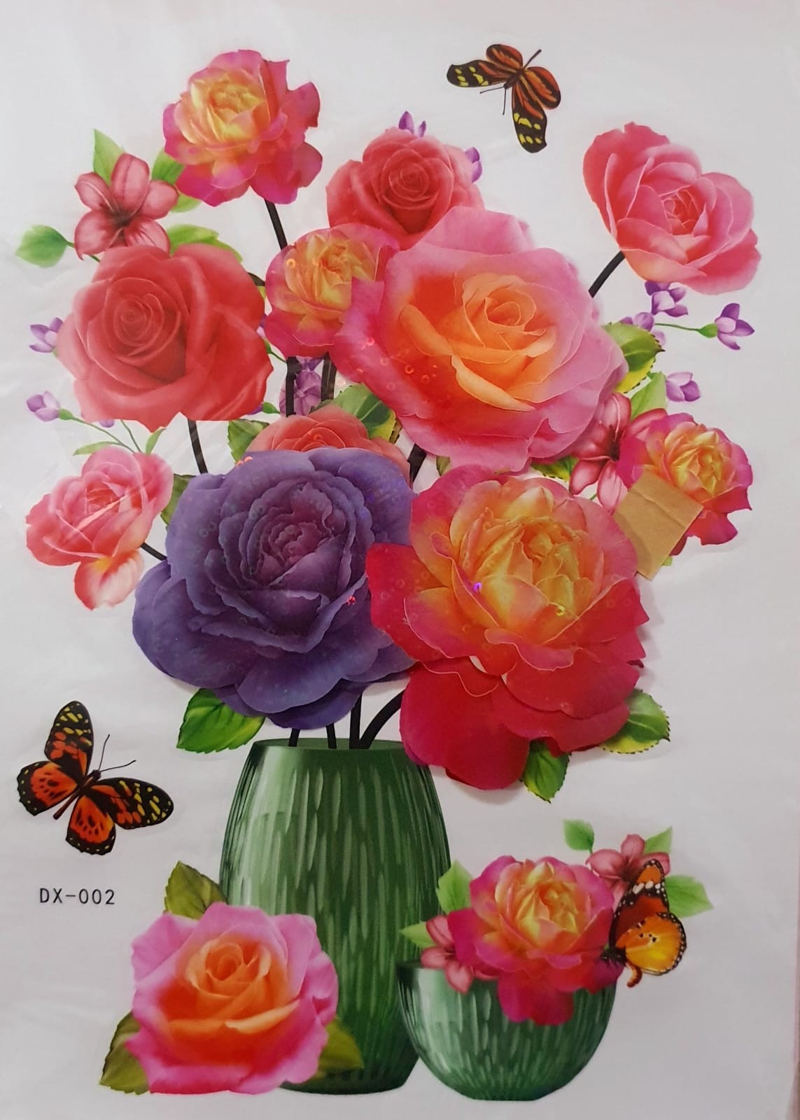 Ocean Garniture 25 cm 3D Embossed Violet & Pink Flowers Wallpaper Self Adhesive Sticker  (Pack of 1)