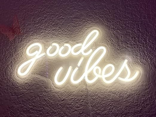 Sayeny Good Vibes LED Neon Signs Light LED Art Decorative Sign - Wall Decor/Table Decor, Home Decor for Wedding Party Kids Room Living Room House Bar Pub Hotel Beach (Warm White)