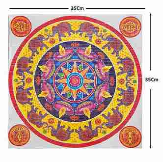 Rangoli Self Adhesive Waterproof Diwali 3D Golden Floor/ Elephant,Deepak Stickers (Multicolor) for Occasions, Diwali, Poonam,in (35x35 cm) Size. Pack Of 2pcs