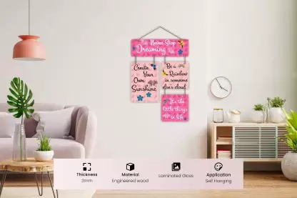 Ocean Garnature Decorative Wooden Wall Hanger for Home Decor Accessory  (Pink)