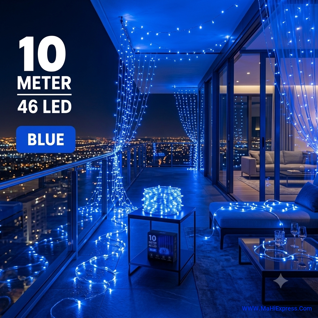 10 Meter 46 LED Blue Rice Lights | Steady String Fairy Lights for Festival, Home, Diwali & Party Decoration