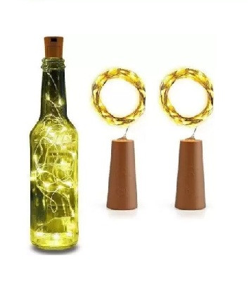 Sayeny 20 LED Wine Bottle Cork Lights Copper Wire String Lights 2 Meter Battery Powered Lights of Home Decoration (Warm White Pack 2)